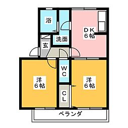 ジュネス扶桑 2DKの間取図画像
