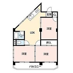 メゾン丸山 3DKの間取図画像
