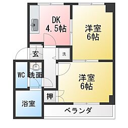 メゾン五郎丸 2DKの間取図画像