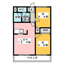 ガーディアン扶桑 2LDKの間取図画像