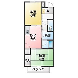 サープラスひまわり2 2DKの間取図画像