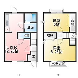 クオール丸山A 2LDKの間取図画像