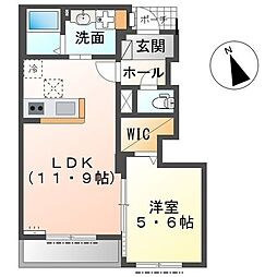 パルティールII・桜香 1LDKの間取図画像
