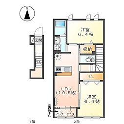 ビアンカ 2LDKの間取図画像