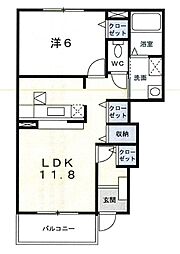 メゾンサニー 1LDKの間取図画像
