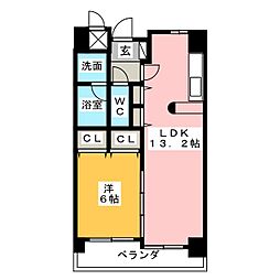 ベルヴィル5 1LDKの間取図画像