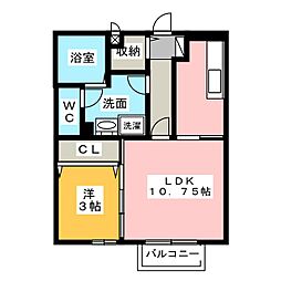 セジュールアン 1LDKの間取図画像