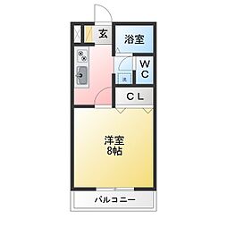 サン・フレンズ稲葉 1Kの間取図画像