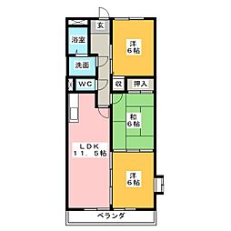 ラクール中切 3LDKの間取図画像