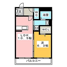 グランツ羽黒 1LDKの間取図画像