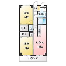 リバーサイドさくら2 2LDKの間取図画像