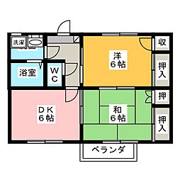 プリミエールタカオ 2DKの間取図画像