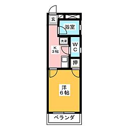 岩田マンション 1Kの間取図画像