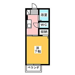 メゾントゥインクル 1Kの間取図画像