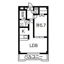 メロン宇佐美 1LDKの間取図画像