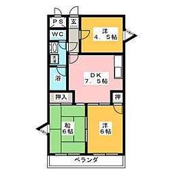 グランドパリスA 3DKの間取図画像