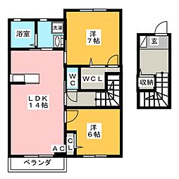 カーサレジオK 2LDKの間取図画像