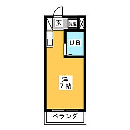 ドミール豊 ワンルームの間取図画像