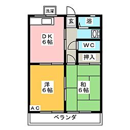 水源ハイツ2 2DKの間取図画像