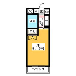 クラウン杉本C 1Kの間取図画像