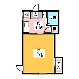 コーポてらもと 1DKの間取図画像