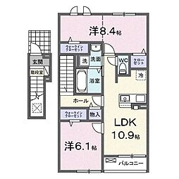 エスポワール新生 2LDKの間取図画像