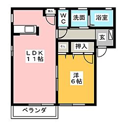 NIHONGIHILLSB 1LDKの間取図画像