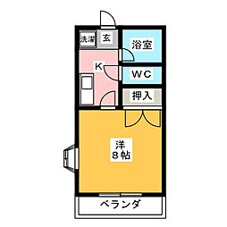 エフォートスガ 1Kの間取図画像