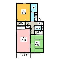 セジュール宝町B 2LDKの間取図画像