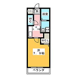 ヴァレースワンプ 1Kの間取図画像