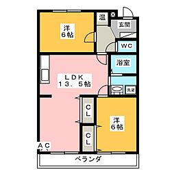 サンレジデンス大蔵 2LDKの間取図画像