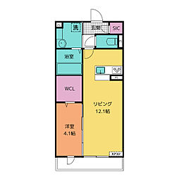CROWNSUGIMOTO-J 1LDKの間取図画像