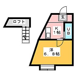 寿浜 1Kの間取図画像