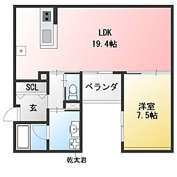 仮称)金谷町新築計画(共同住宅) 1LDKの間取図画像