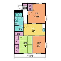 田中ビル 3DKの間取図画像
