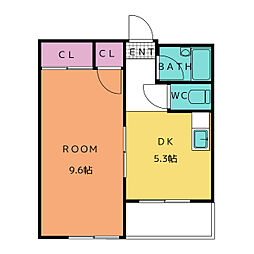 グリーンバード2 1階1DKの間取り