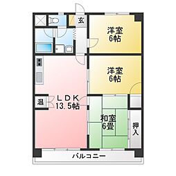 アップヒル野々山ビル 3LDKの間取図画像