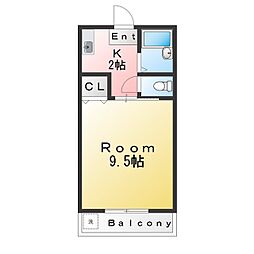 ホライズン 1Kの間取図画像