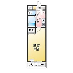 A・City東新町2 1Kの間取図画像