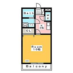 リバーサイドイヴ 1Kの間取図画像