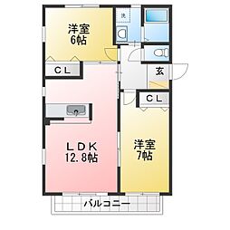 フレシール.H 2LDKの間取図画像