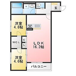 ミオ フラーゼ A棟 2LDKの間取図画像