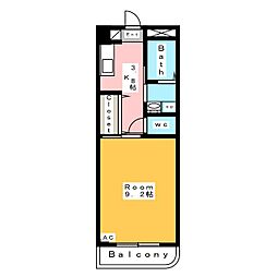 エムワンクルーズ東浅井 1Kの間取図画像
