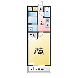 A・City大東町 1Kの間取図画像