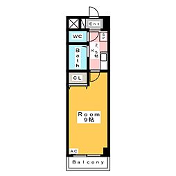 A・City朝日町 1Kの間取図画像