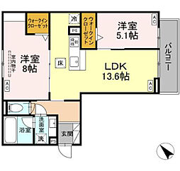 D-avance今本町C 2LDKの間取図画像