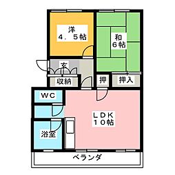 明治ハイツ 2LDKの間取図画像