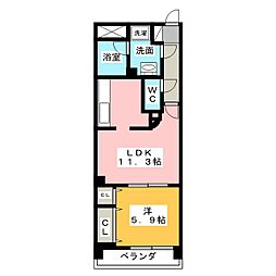 Ｋ’Ｓ　ＫＯＵＮＯＭＩＹＡ 6階1LDKの間取り