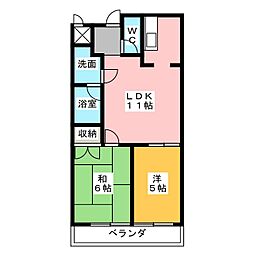 クリーンハウス 2LDKの間取図画像