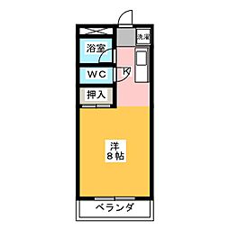 バンブメゾン 1Kの間取図画像
